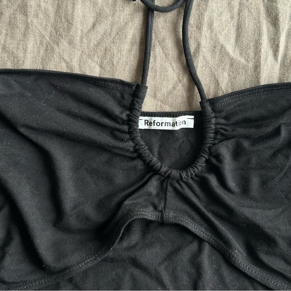 Reformation Black Cutout Halter Tank - Picture 4 of 5